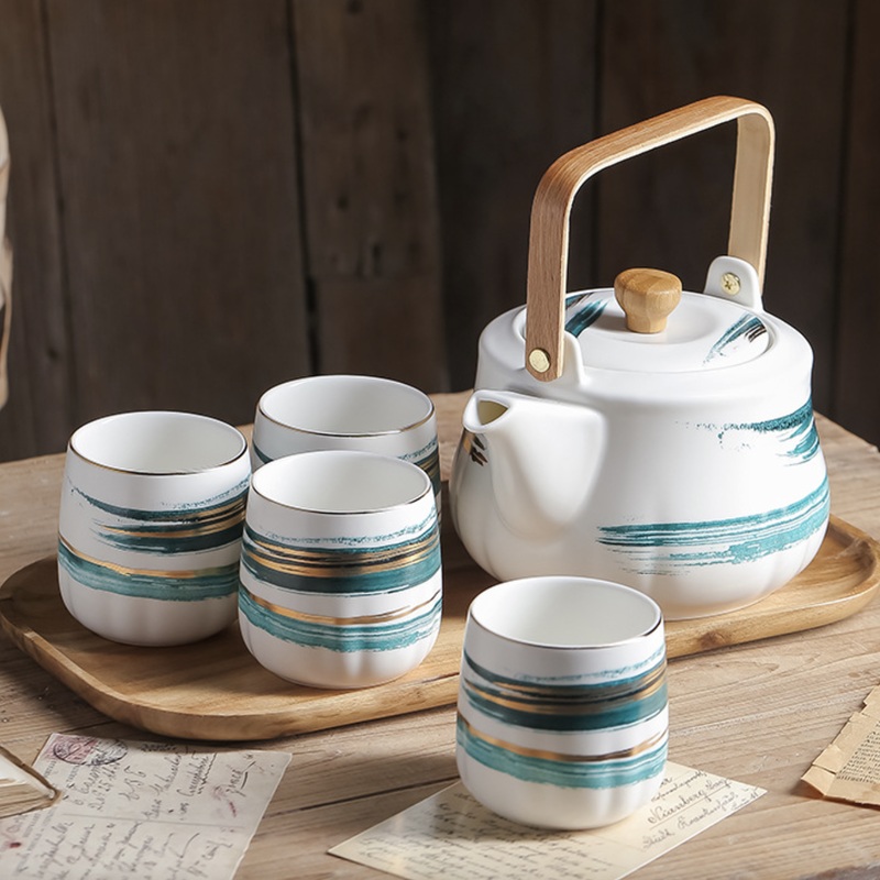 Green Porcelain Tea Pot Set