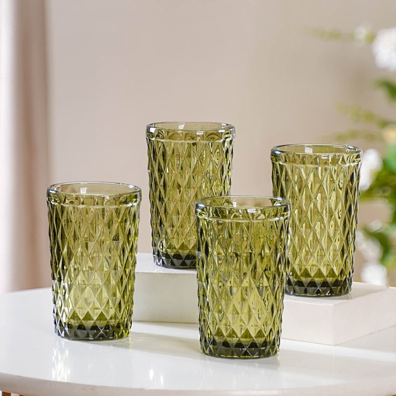 Green Textured Drinkware Set of 4
