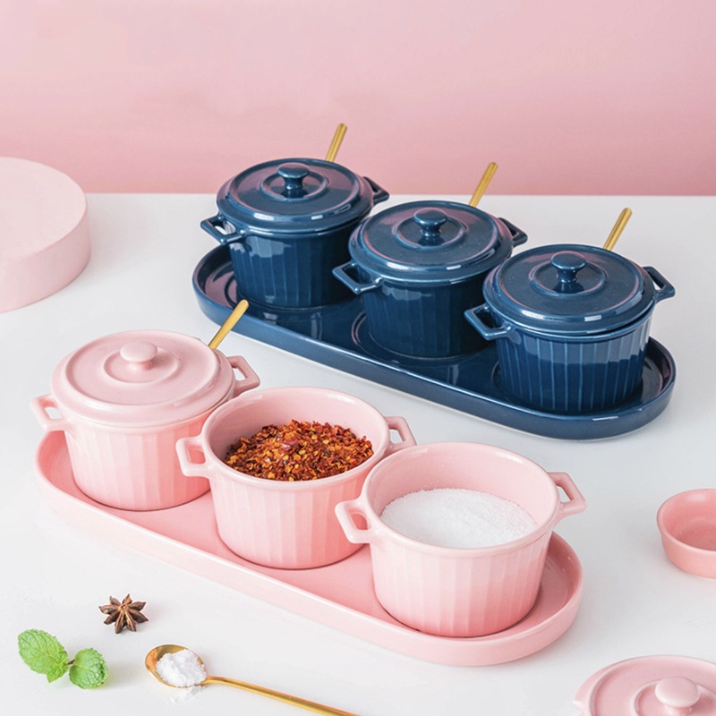 Pink Spice Jar Set With Tray