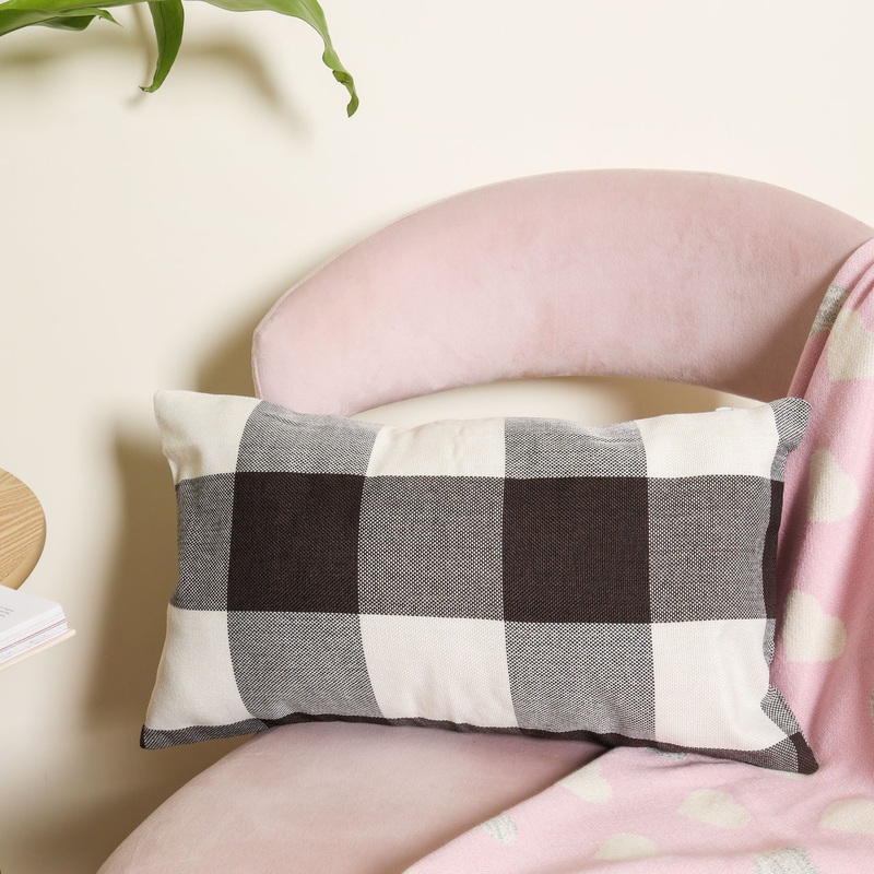 Black-grey Checkered Bed Pillow Cover