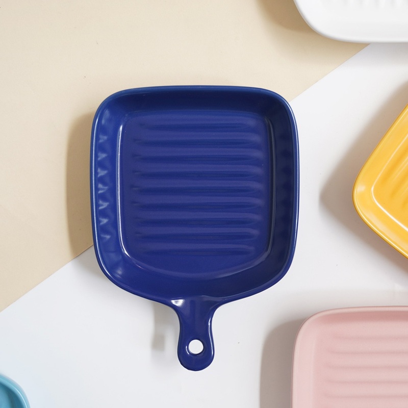 Dark Blue Ceramic Grill Plate