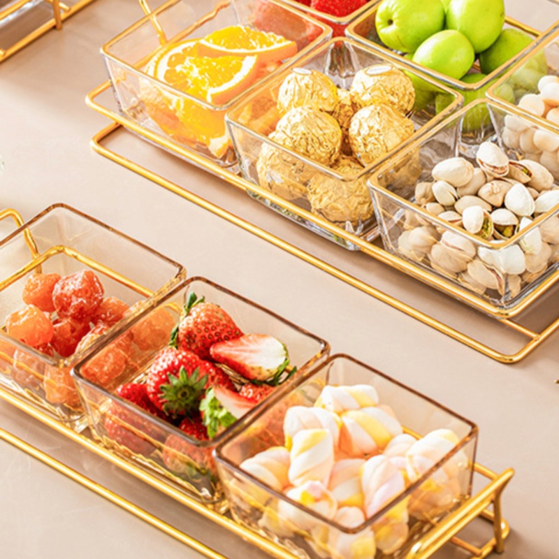 Rectangle Tray with Glass Bowls Set of 3