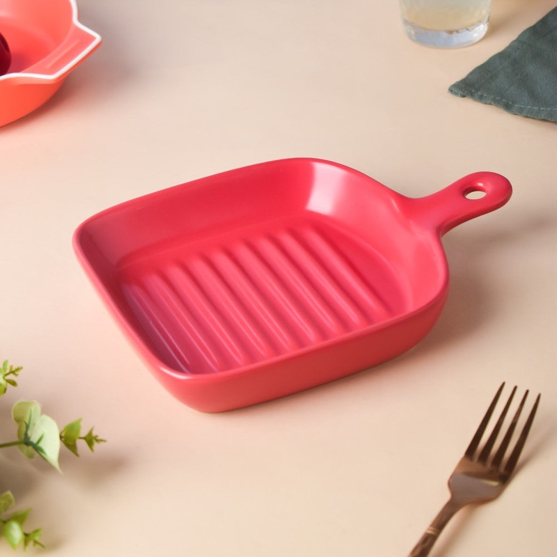 Red Ceramic Grill Plate