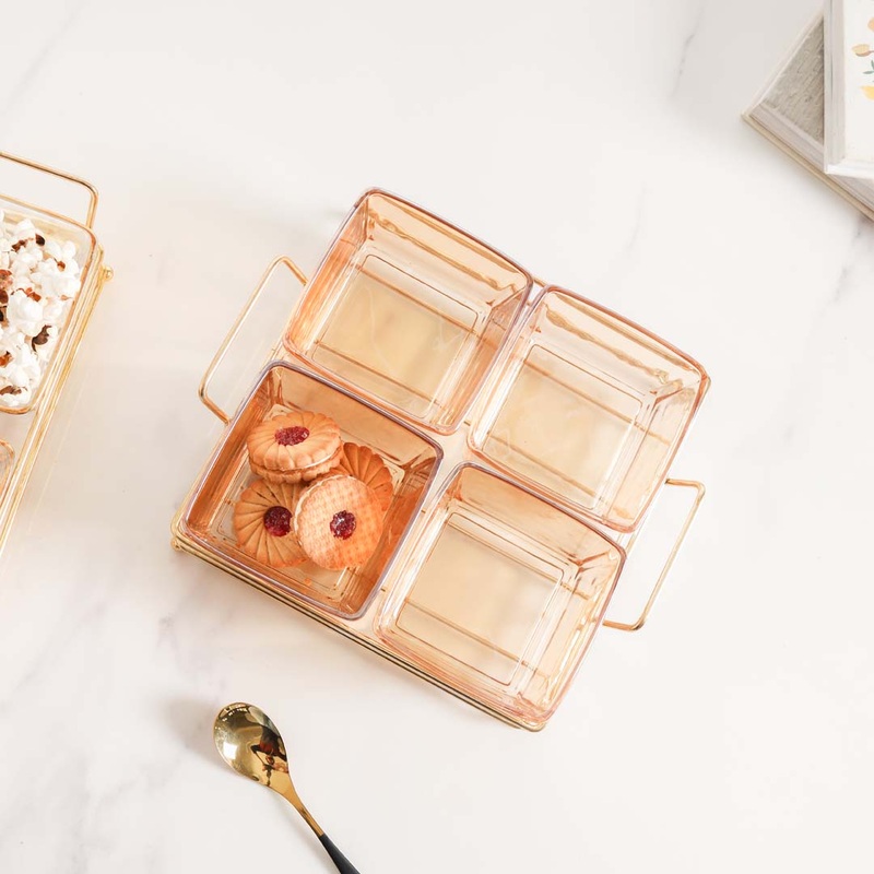 Square Tray with Glass Bowls Set of 4