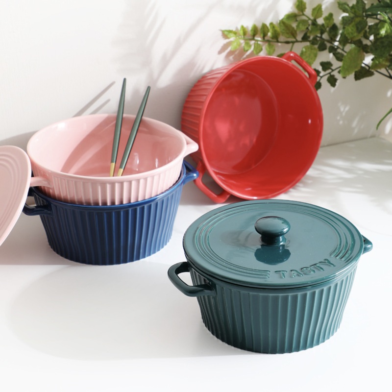 Striped Cooking Pot with Lid