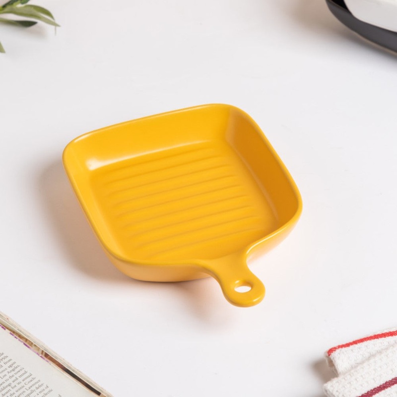Yellow Ceramic Grill Plate