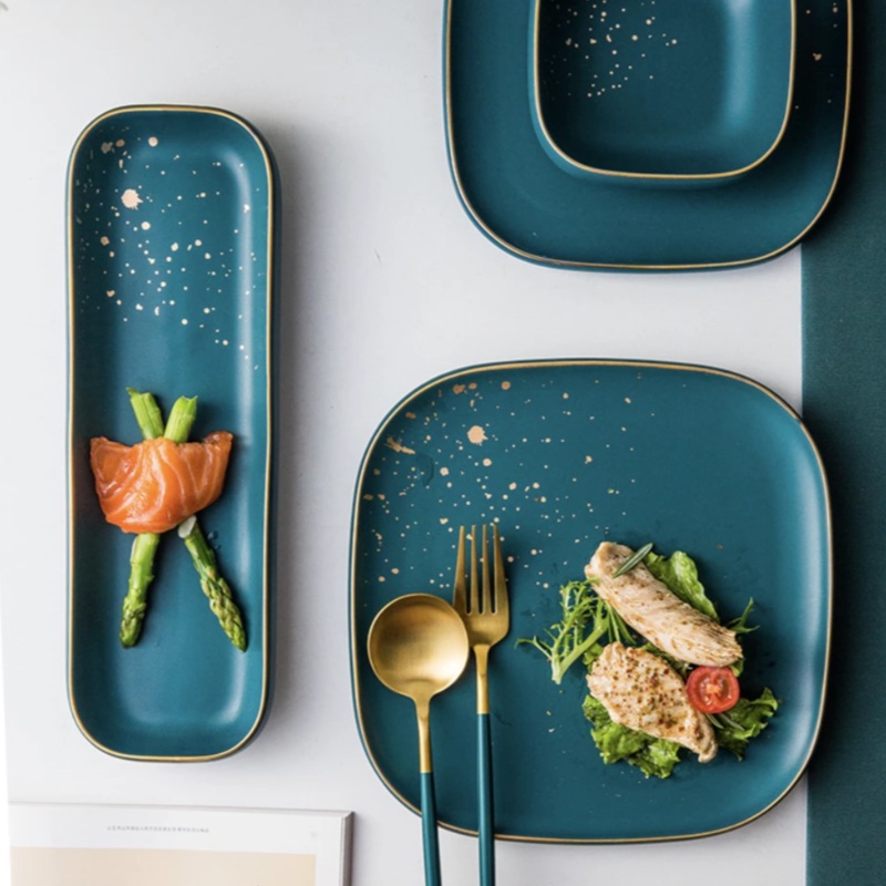 CARA long plate - midnight green