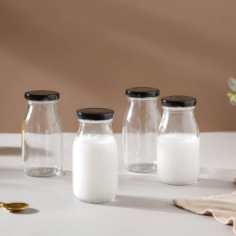 Cylindrical Milk Bottle Set of 4