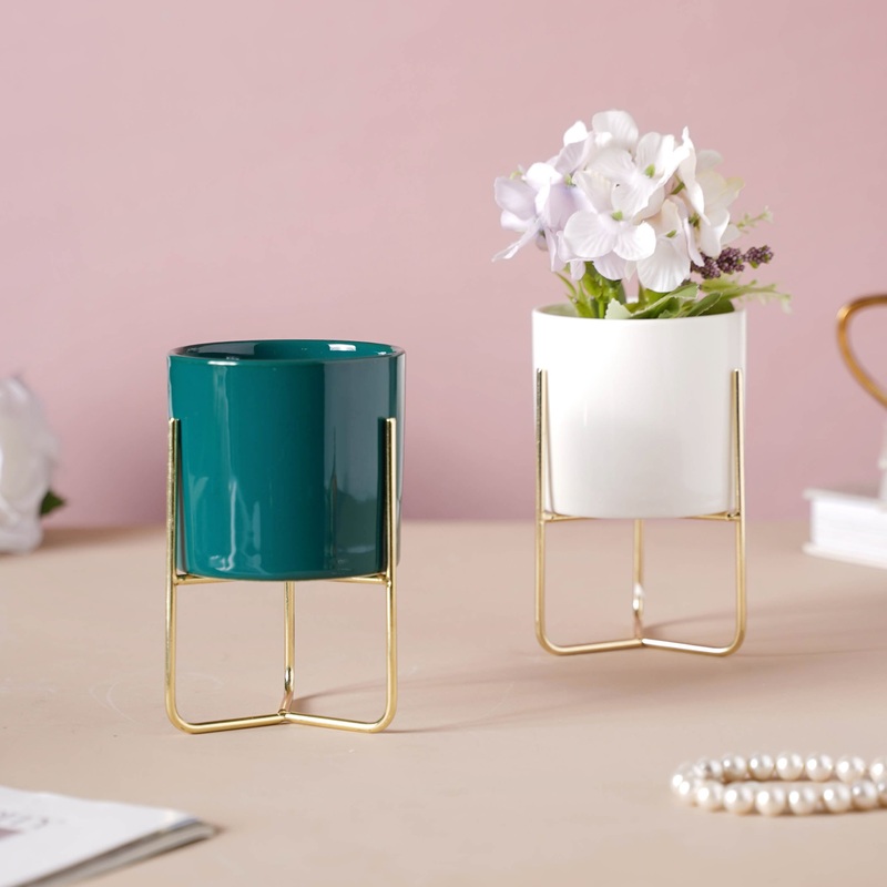 Flowering Clay Pot with Stand