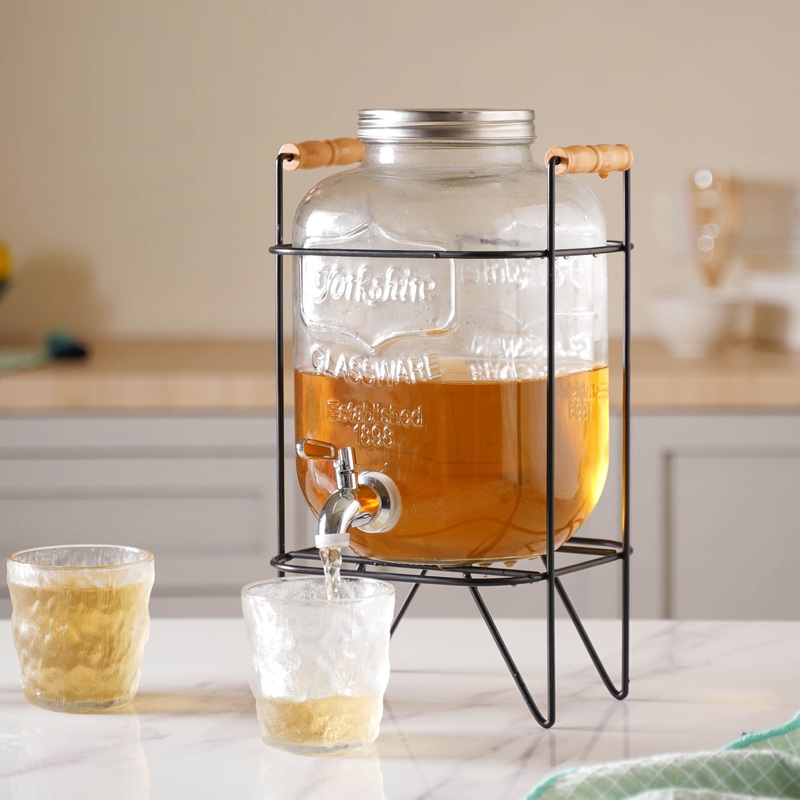 Glass Drink Dispenser With Stand