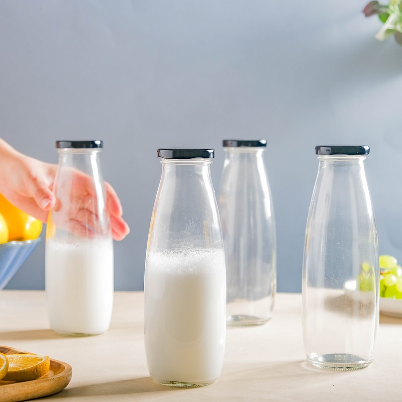 Glass Juice Bottle Set of 4