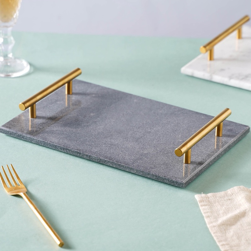 Marble Platter With Gold Handle