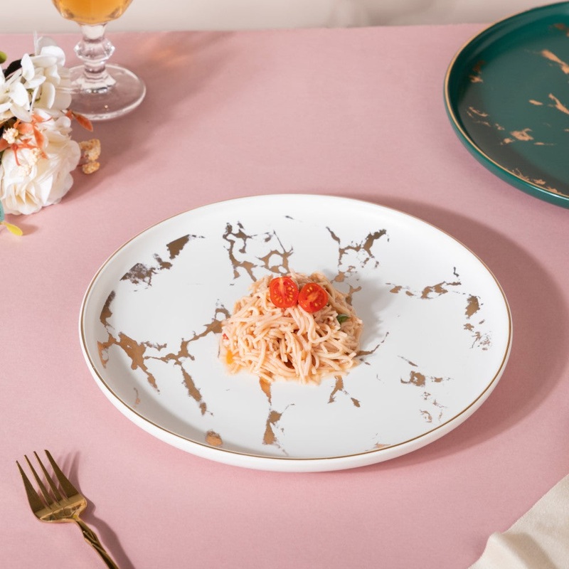 Sleek Marble Dinner Plate White 10 Inch