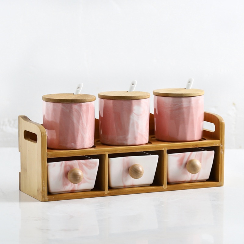 CHICERAMIC Marble Spice Box with Drawers - Pink