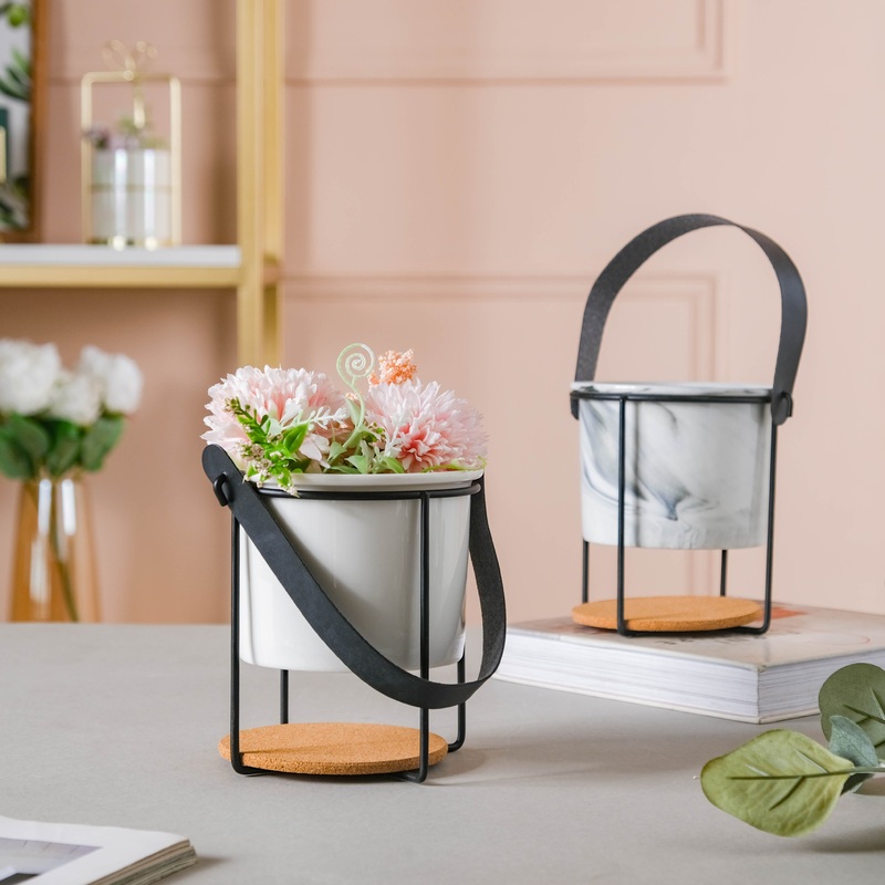 Marble Bucket Style Planter