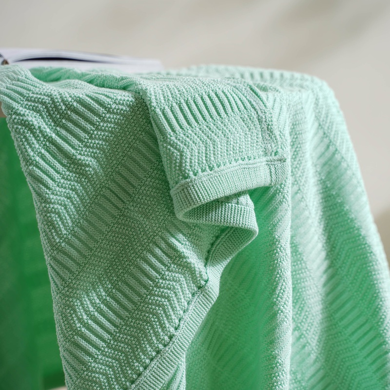 Mint Chevron Knitted Throw