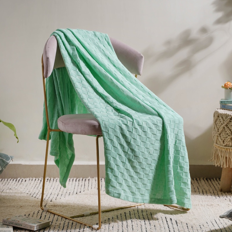 Mint Ribbed Knitted Throw