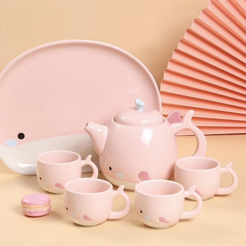Pink Cute Whale Tea Set