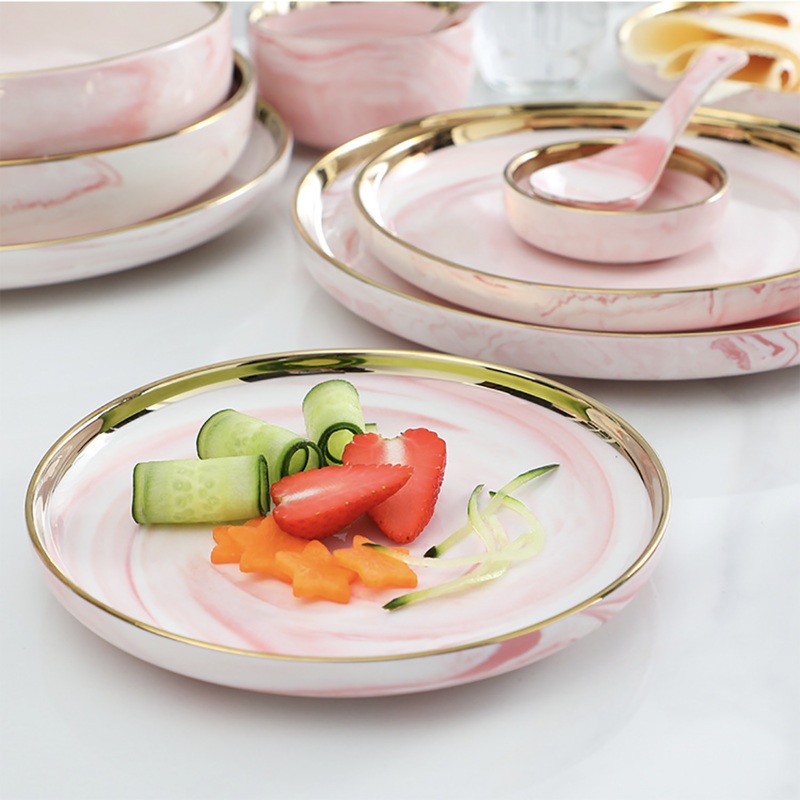 Pink Marble Salad Plate