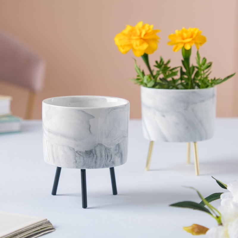Small Marble Ceramic Indoor Planter
