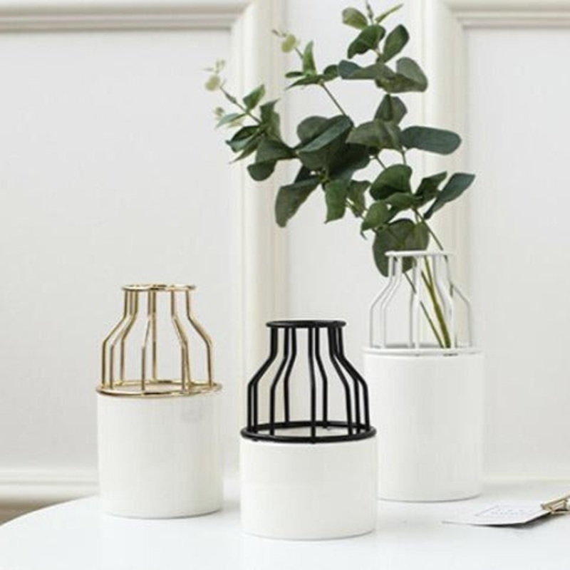 White Black Vase Small