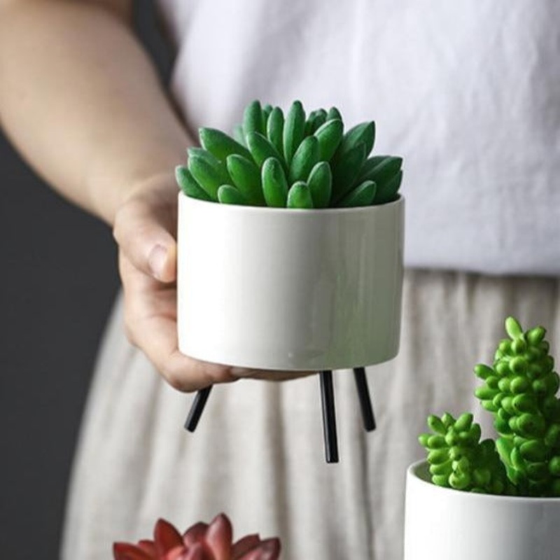 White Planter With Stand