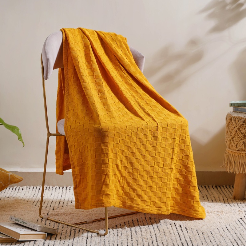Yellow Knitted Throw