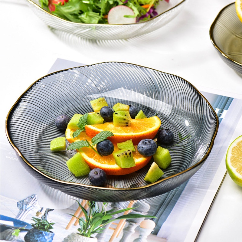 Glass Snack Plate Grey