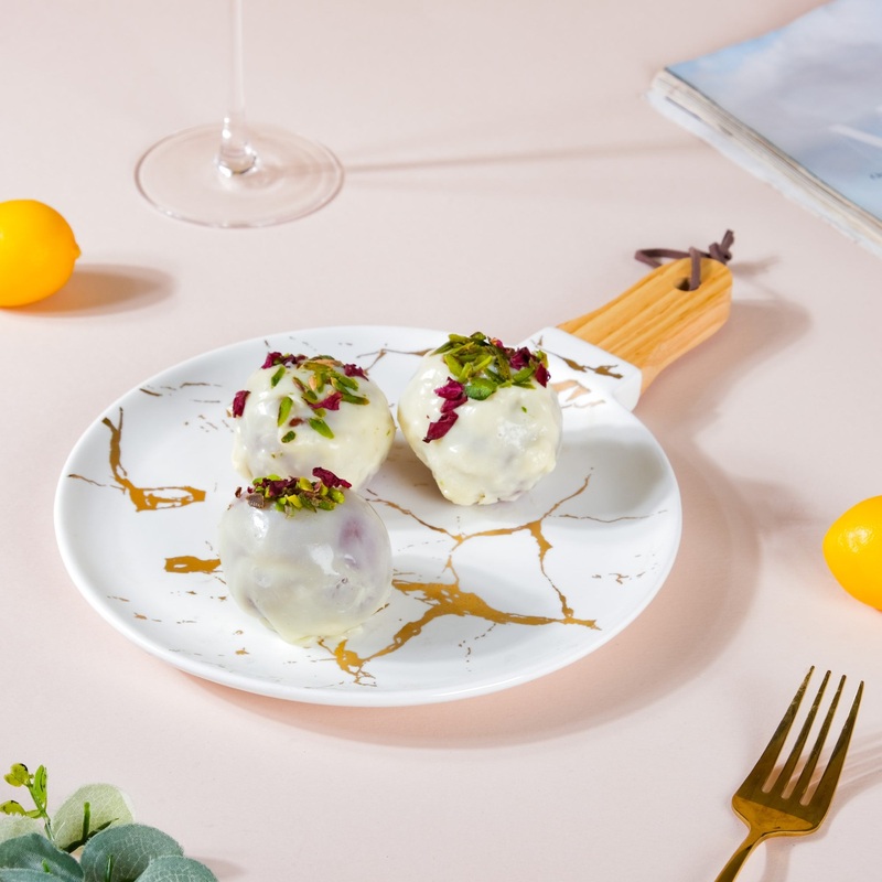 Marble Plate With Handle 11 Inch