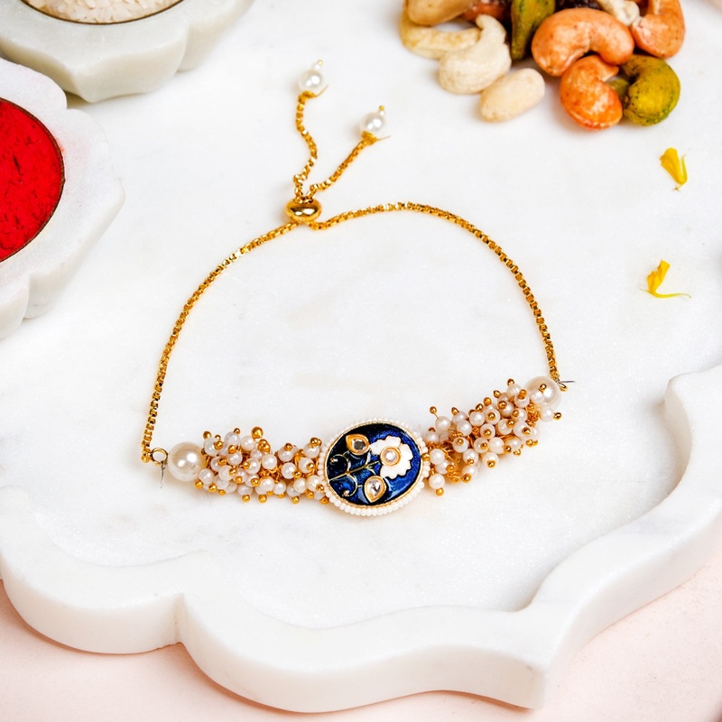 Pearls And Kundan Rakhi Gift Box