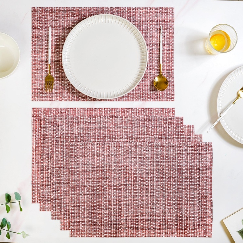 Red White Placemat Set Of 6