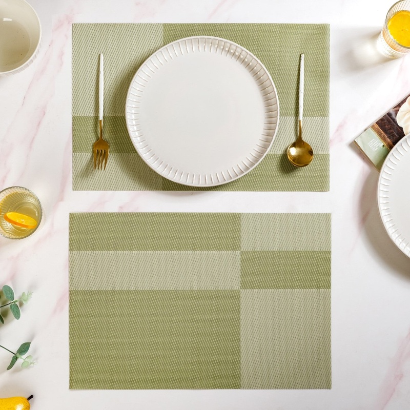Set Of 6 Geometric Green Table Mat
