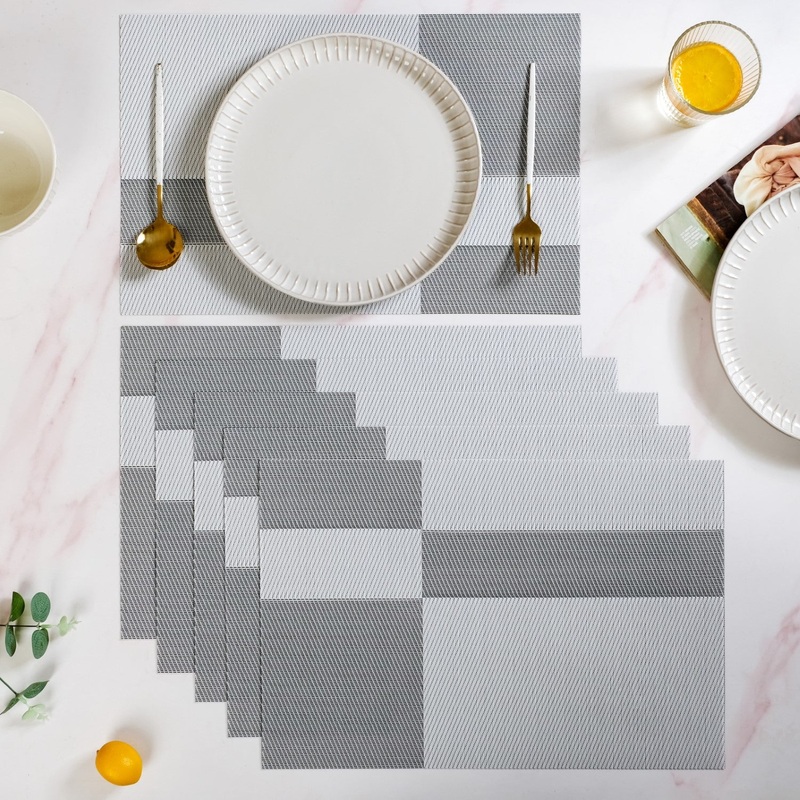 Set Of 6 Light Grey Table Mat