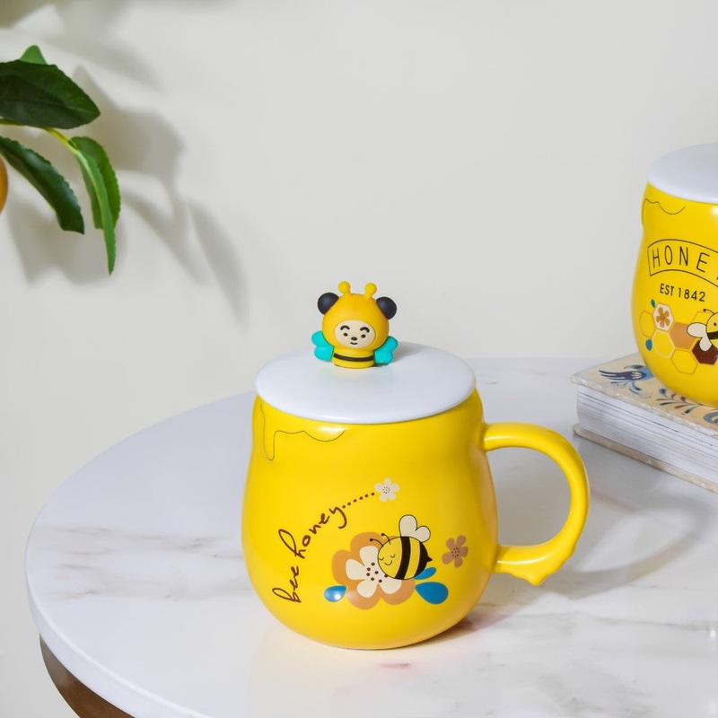 Sleepy Honey Bee Coffee Mug Yellow 350 ml