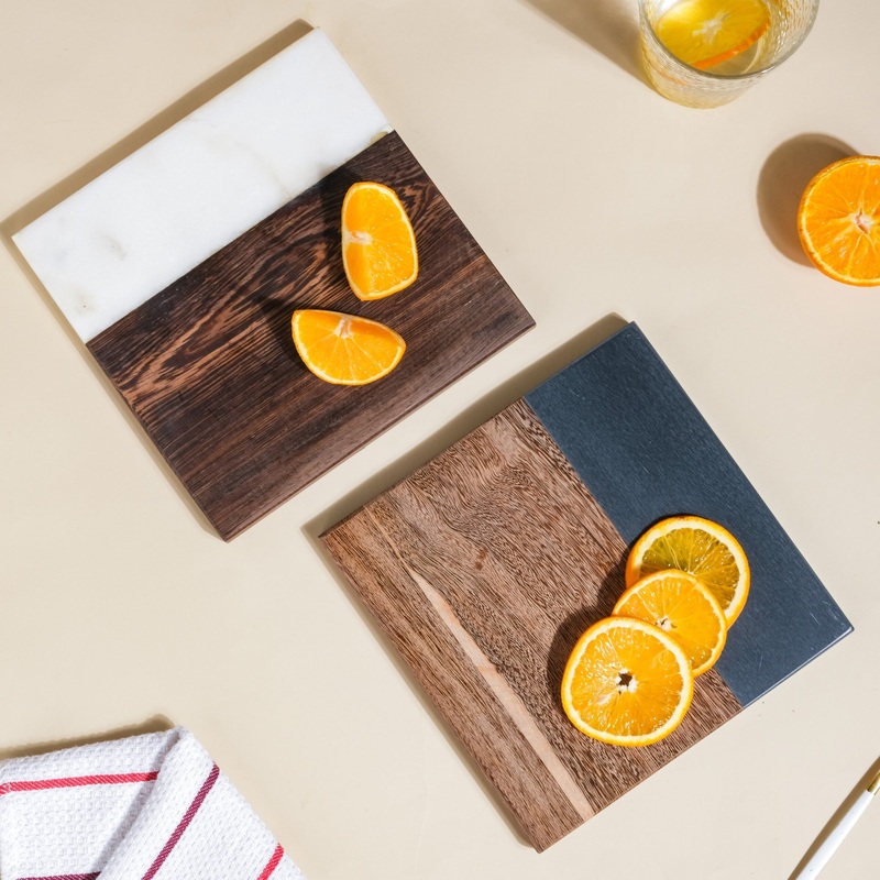 Small Marble And Wood Cheese Board