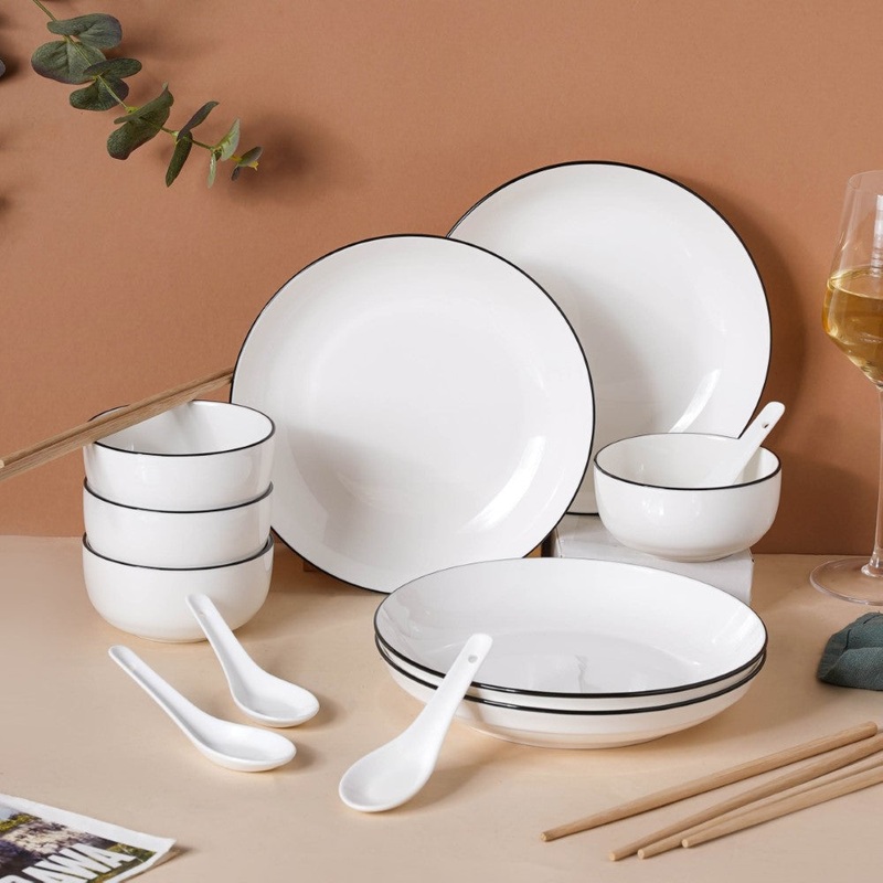 White 16 Piece Pasta Set For 4
