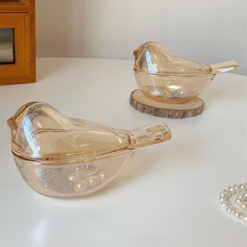 Amber Bird Glass Box