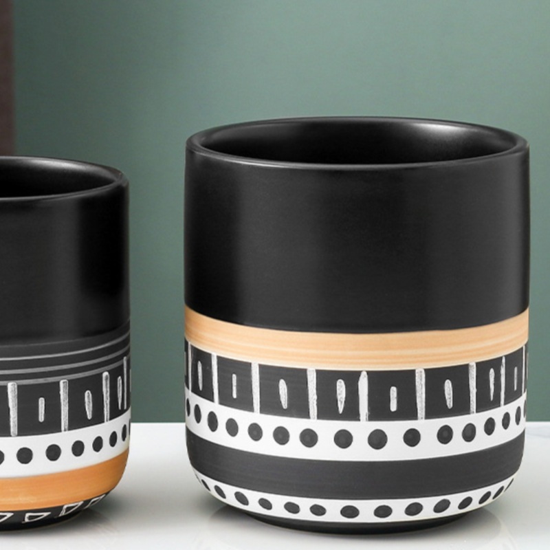 Black Ethnic Flower Pot