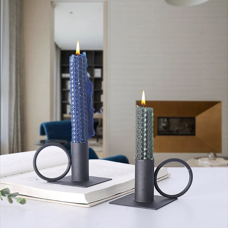 Black Ring Candle Holders Set Of 2