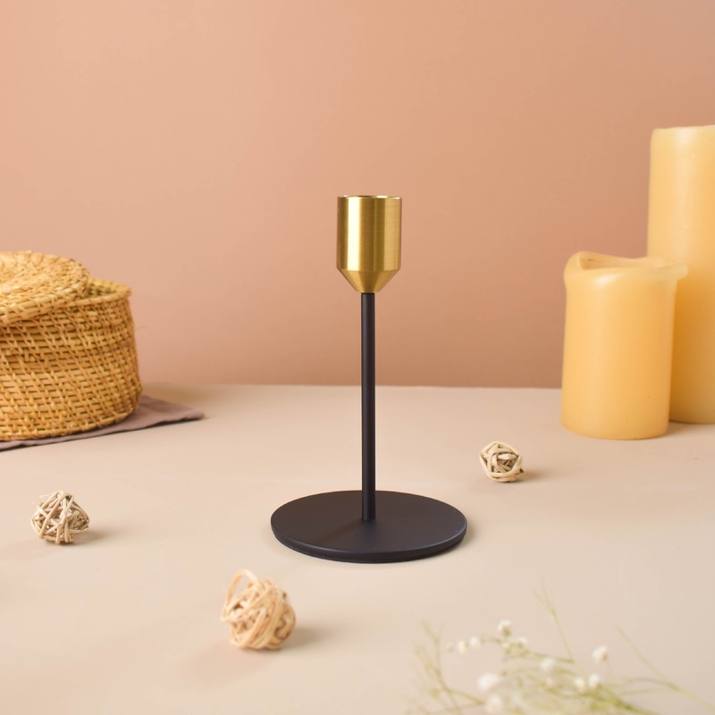 Glossy Black Candle Stand Small