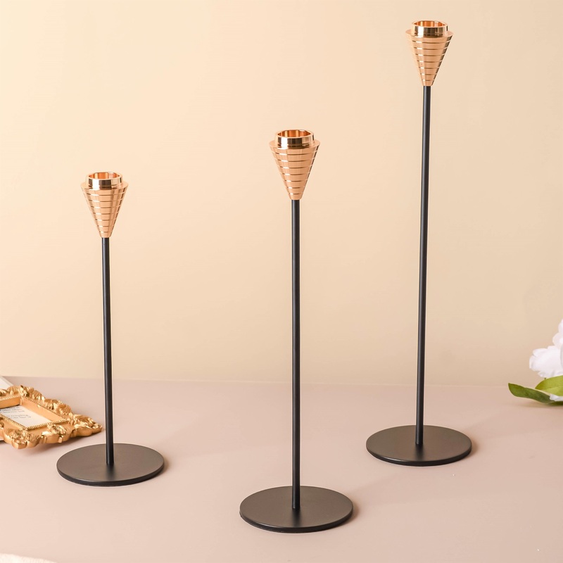 Golden Tip Candle Stand Set Of 3
