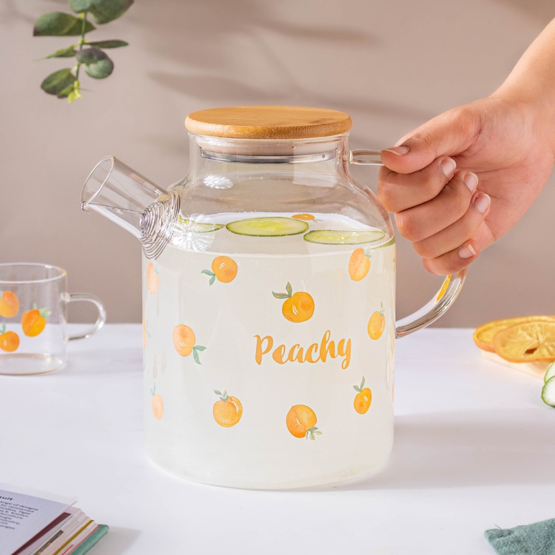 Peach Glass Teapot Large Orange