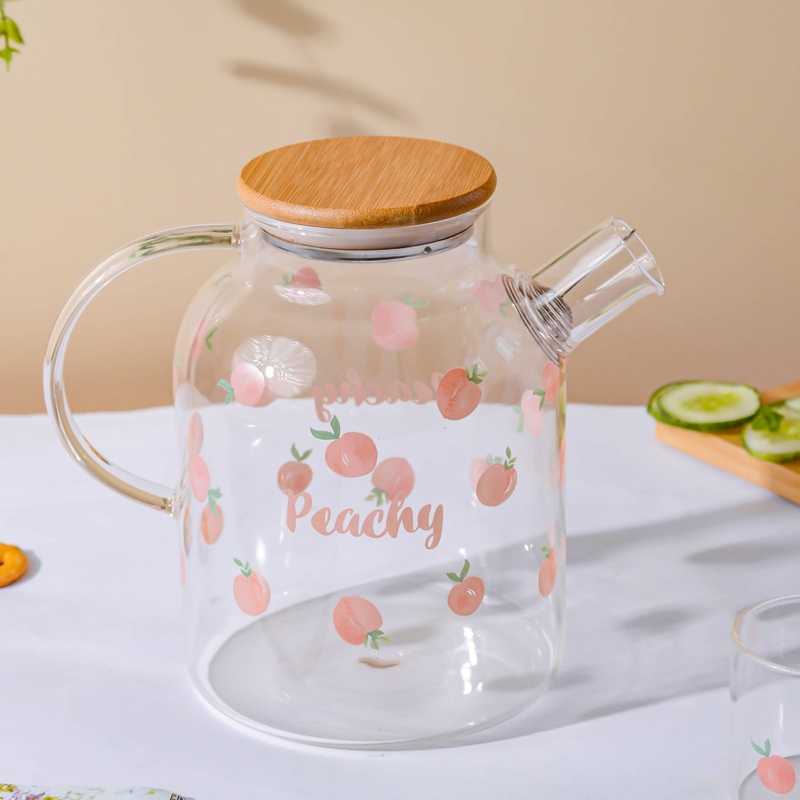 Peach Glass Teapot Large Pink