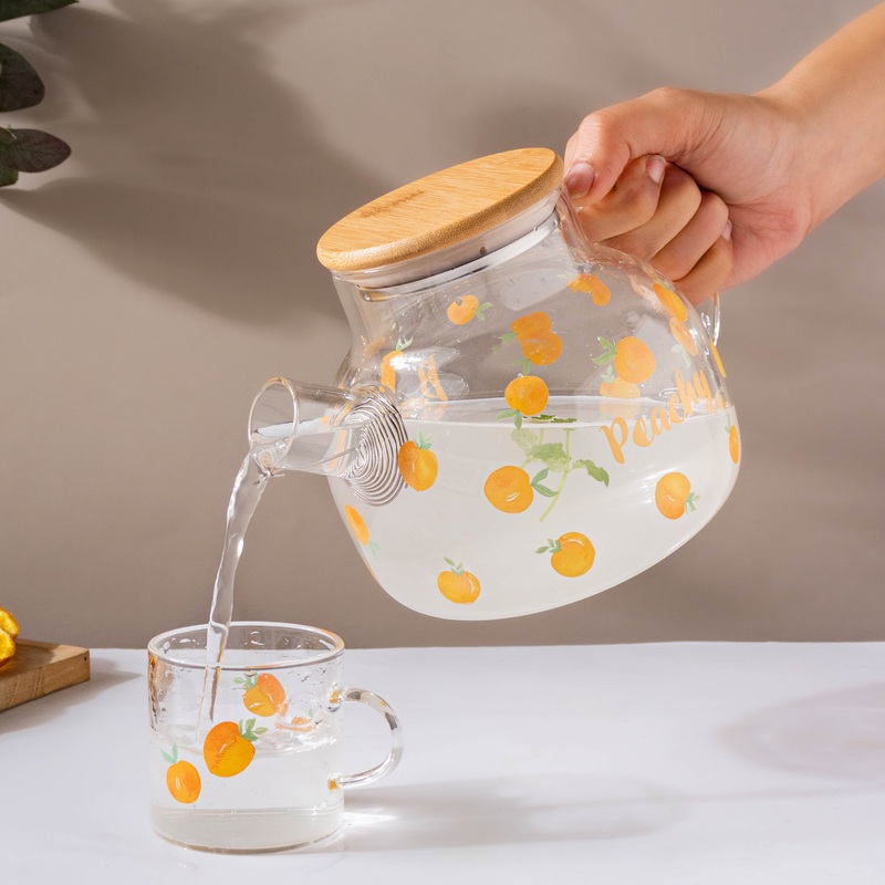 Peach Glass Teapot Orange