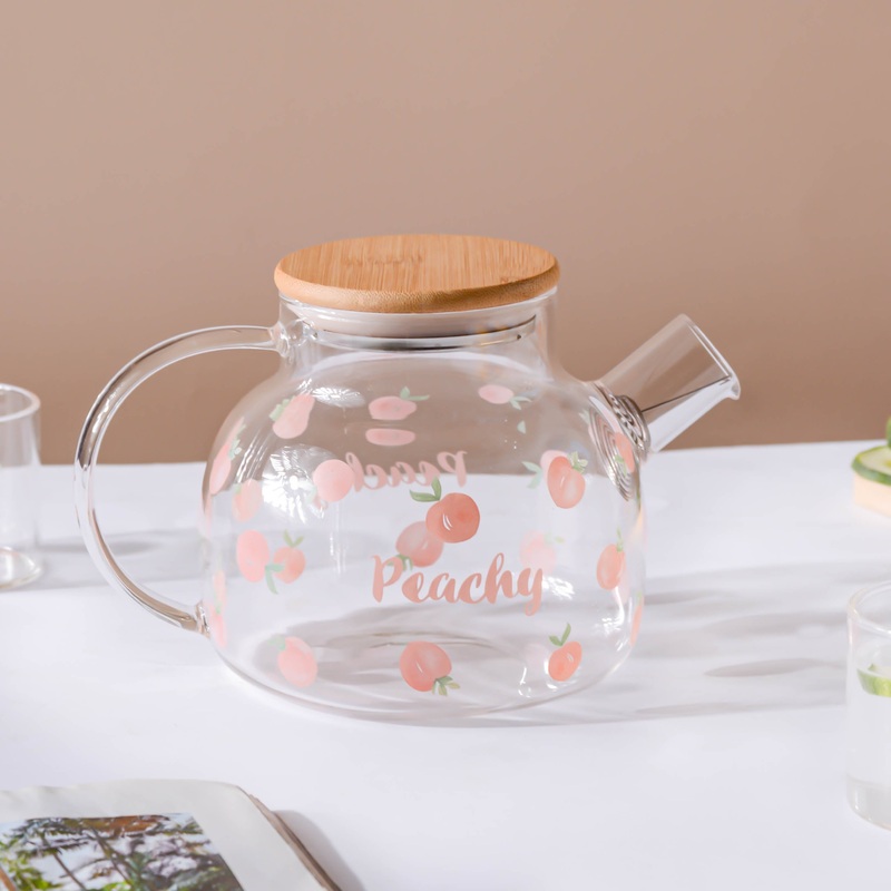 Peach Glass Teapot Pink