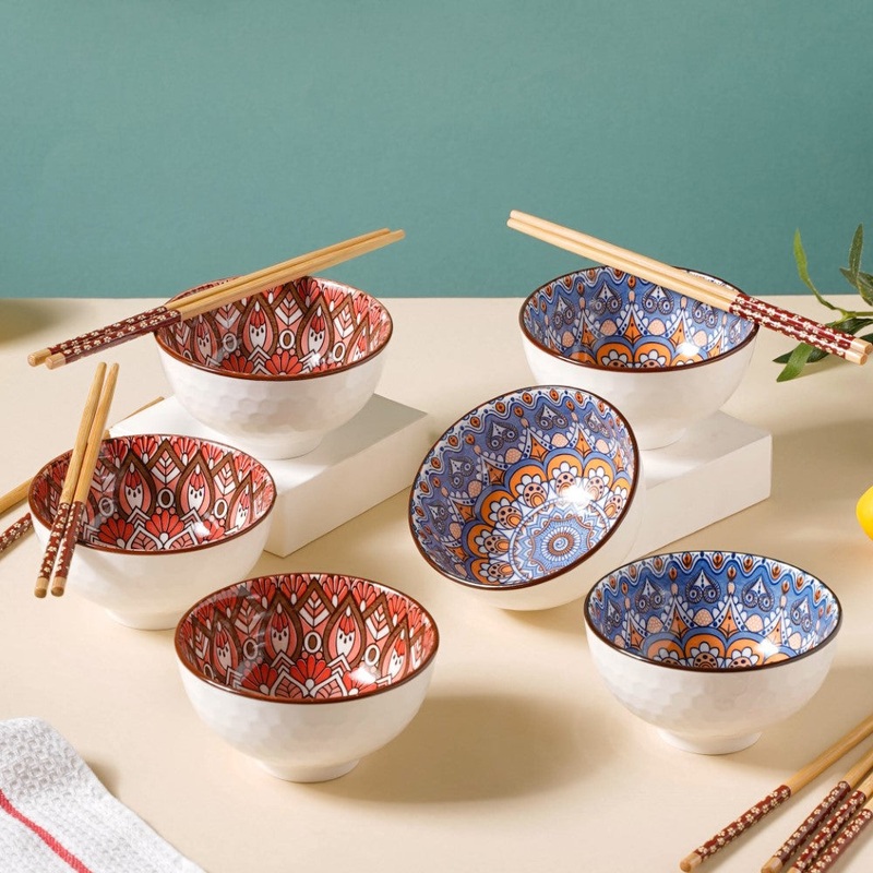 Bowls with Chopsticks Set of 6