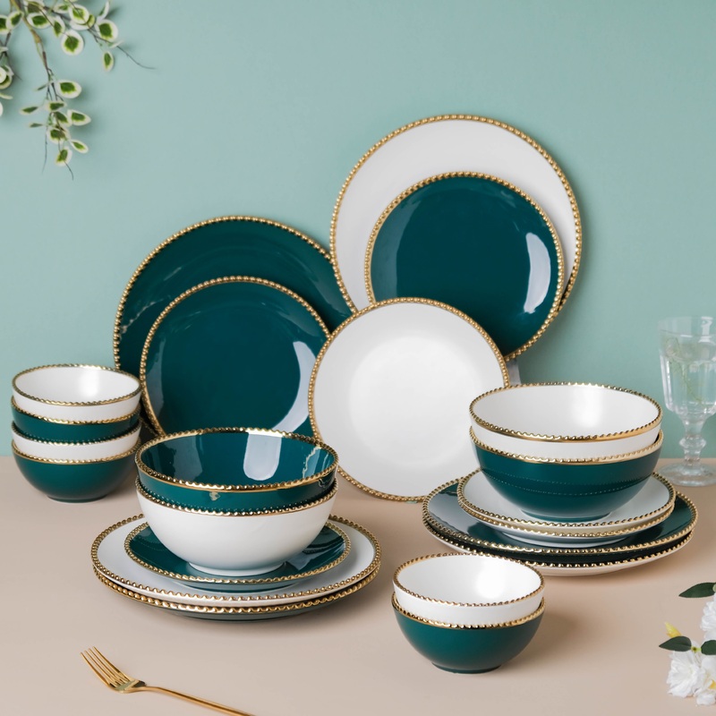 Green And White Elysian 22 Piece Dinnerware For 6