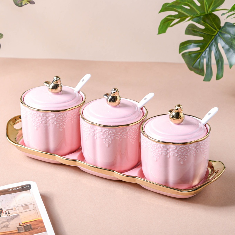 Pink Vintage Spice Jar Set of 3
