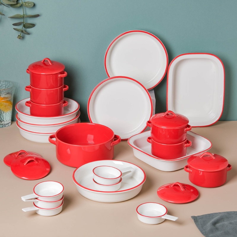 Red Toujours 21 Piece Pasta Snack Set For 6