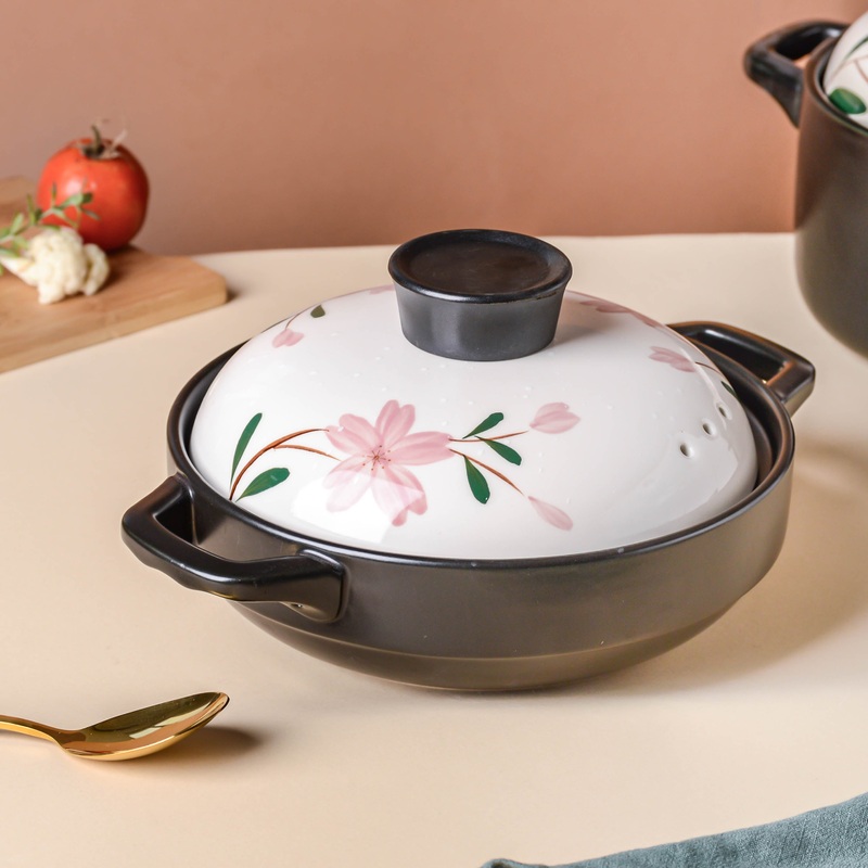 Sakura Shallow White Cooking Pot